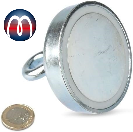 Neodym Ösenmagnet Ø 75 mm Magnetöse (NdFeB) Zink - hält 160 kg