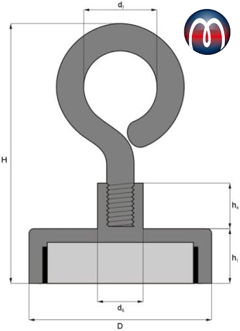 Neodym Ösenmagnet Ø 75 mm Magnetöse (NdFeB) Zink - hält 160 kg