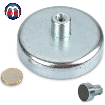 Ferrit Flachgreifer Ø 100,0 mm x 22,0 mm mit Gewindebuchse M12 x 22 mm - hält 90,0 kg