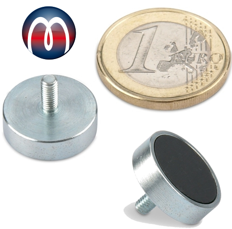Ferrit Flachgreifer Ø 16,0 x 4,5 mm mit Gewinde M3 x 7 - hält 1,8 kg