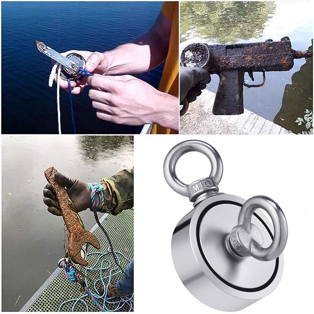 Aimant de pêche - Force de traction de 600 kg - Aimant de pêche - Incl.  Gants 