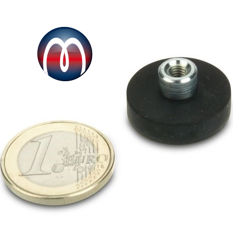 Magnet-System Neodym gummiert Ø 22 mm mit Buchse M4 Haftkraft 5,8kg, Gummimantel Anti-Rutsch rutschfeste Gummi