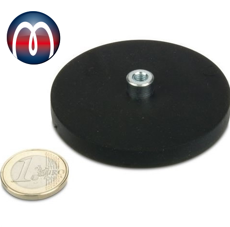 Neodym-Magnete Gummiert – 4 Stück, 43 Mm, 13 Kg Haftkraft, M6 Außengewinde – Rutschfest, Kratzfest – Für Lichtleisten & Werkzeuge