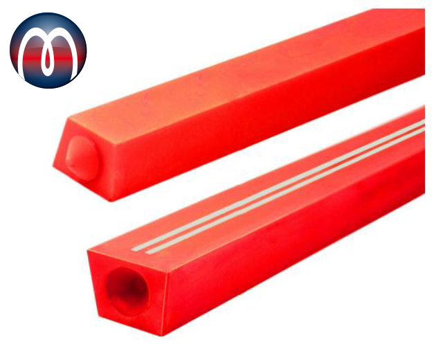 Magnetische Polyurethanleiste Gleichschenkliges Trapez Maße A=20 mm B=20 mm C=30 mm L=1250 mm - C-Seite magnetisiert