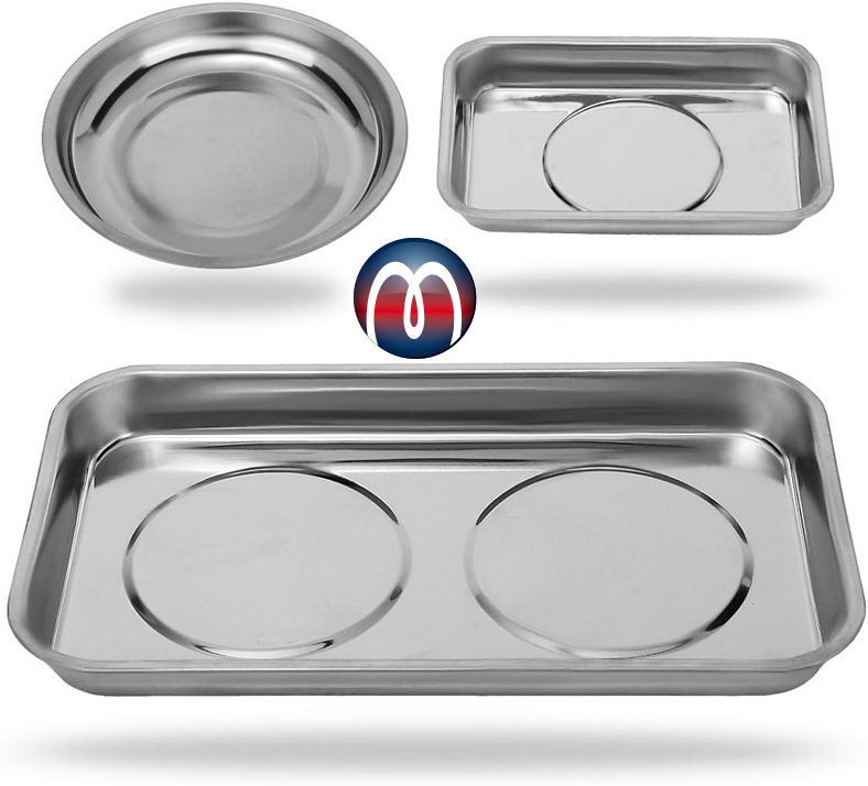 Magnet Werkzeugschale Edelstahl Ø 15 cm, gummierte runde magnetische Ablage Magnetteller