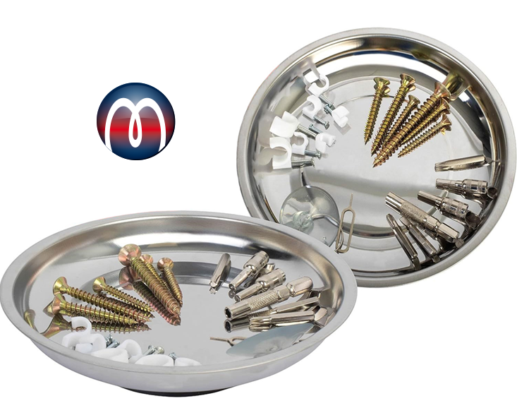 Magnet Werkzeugschale Edelstahl Ø 15 cm, gummierte runde magnetische Ablage Magnetteller