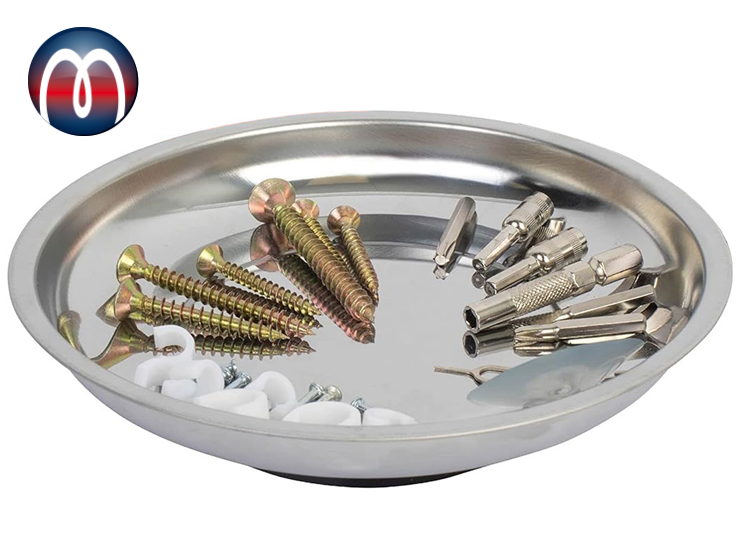 Magnet Werkzeugschale Edelstahl Ø 15 cm, gummierte runde magnetische Ablage Magnetteller