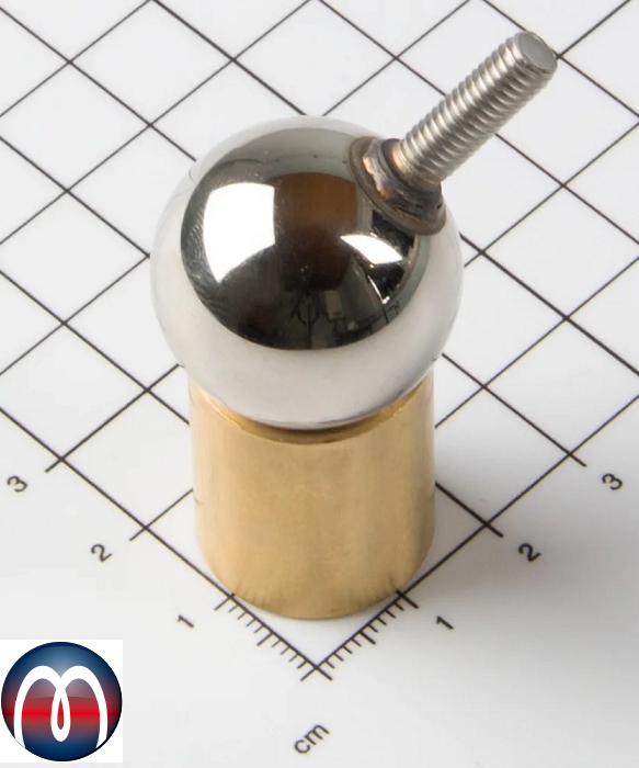 Magnetisches Kugelgelenk mit Gewindezapfen Neodym M4x12, Kugel Ø 18 mm, Fuß  Ø 18 mm - hält 40 N