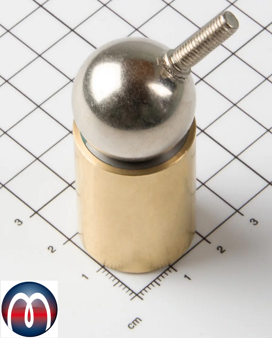 Magnetisches Kugelgelenk mit Gewindezapfen Neodym M5x16, Kugel Ø 25 mm, Fuß  Ø 20 mm - hält 150 N
