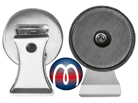 Magnetklammer 2,5 cm x 1,0 cm Magnet Clip aus Metall, Magnet-Halter-2-er Set, runde Form - hält 300 g