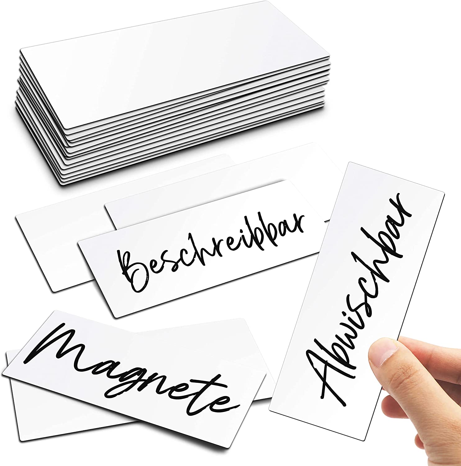 Magnetstreifen beschreibbar, abwischbare Magnete, Magnetschilder zum beschriften, Magnet-Etiketten für Whiteboards, Kühlschränke, Magnettafeln, Haftstreifen Weiss, Lagerbeschriftung, Kennzeichnung