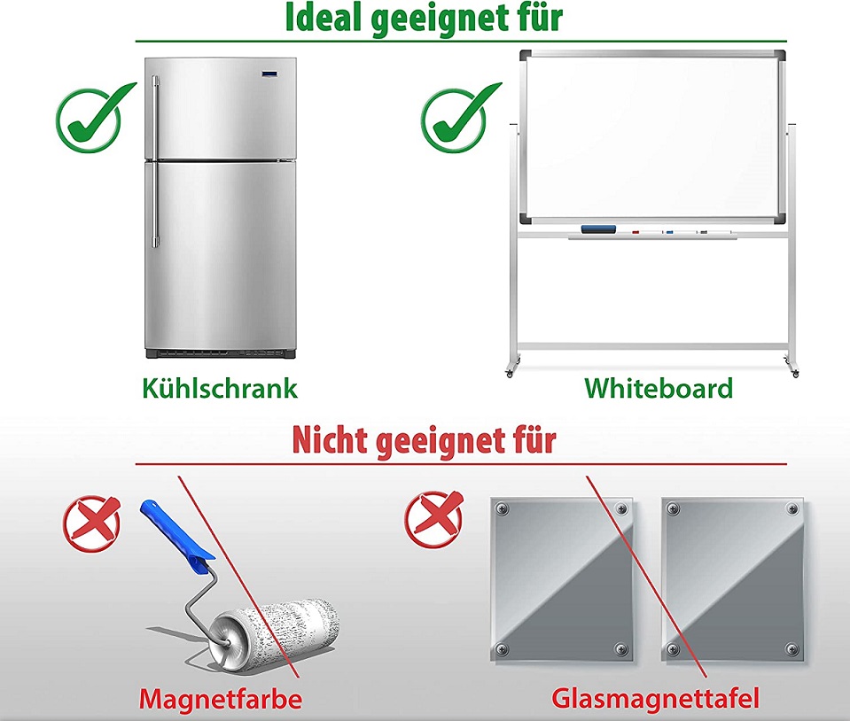 Magnetetiketten, Magnetschilder, Magnetstreifen, Kennzeichnungsband Magnetschilder beschreibbar abwischbar, Magnettiketten, Magnetstreifen, Magnet Etiketten, Lagerschilder, Magnet Etikett, bedrucken, beschriften, zuschneidbare Haftstreifen Weiss, Lagerbeschriftung, Kennzeichnung, Magnettafeln