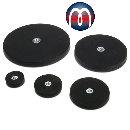 Neodymium NdFeB Magnet System with Internal Thread and Rubber Coat, Rubber Covered Neodymium Internal Thread Magnet, Rubber Covered Magnet Systems with Internal Thread (Female Thread), Magnetic Cup Assemblies