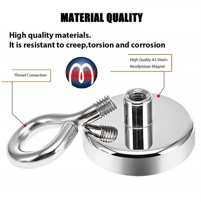 Neodymium Eyelet Magnets, eyebolt clamping magnets, eyelet magnet with neodymium core, rare earth magnet with eyelet hook, magnetic eyelets with high adhesive force, eyelet-magnet for hanging, eyelet-magnets, magnetic systems, pot magnets, magnet hooks