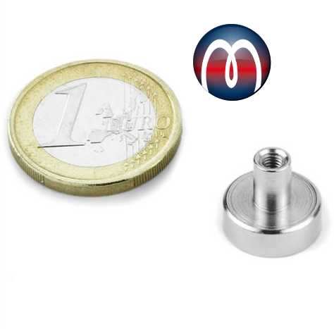 Neodym Flachgreifer Magnet Topfmagnet Ø 13,0 mm Gewindebuchse M3, hält 6,0 kg