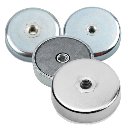 Channel Magnet Assemblies, Magnetic Assemblies, Neodymium Pot Magnets, Countersunk NdFeB Mounting Magnets, Countersunk Holding Magnet, Cup Magnets with Countersink Hole