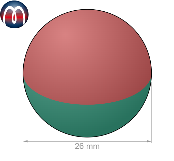 Neodym Kugelmagnet Ø 25 mm NdFeB N40, Magnetkugel, Chrom - hält 9,5 kg