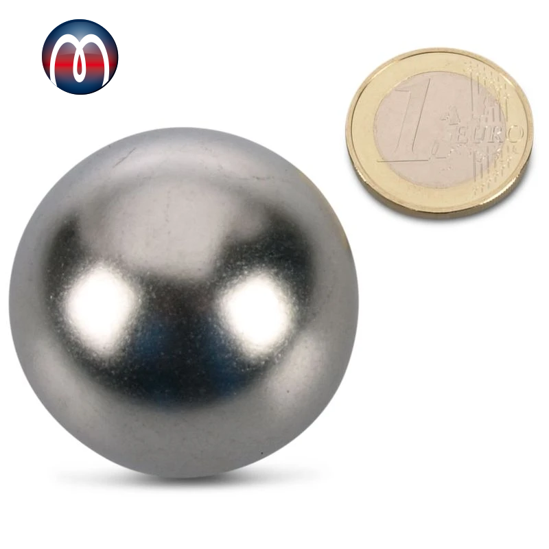 Neodym Kugelmagnet Ø 40 mm NdFeB N40, Magnetkugel, Chrom - hält 23 kg
