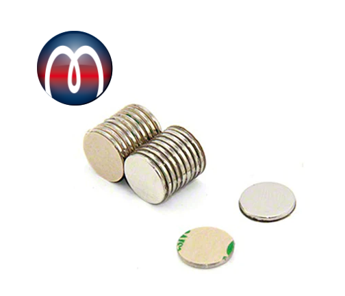 Scheibenmagnet selbstklebend Ø 10 mm x 1,0 mm N35 Nickel - hält 500 g