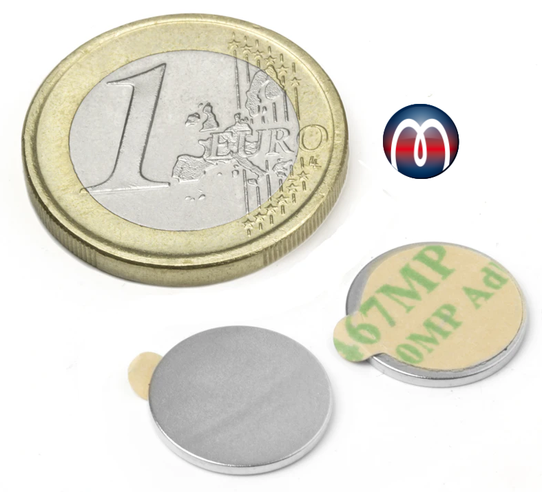 Aimant rond en néodyme avec adhésif Ø 13 mm x 1 mm, Disque magnétique -  tient 850 g | Magnosphere Shop