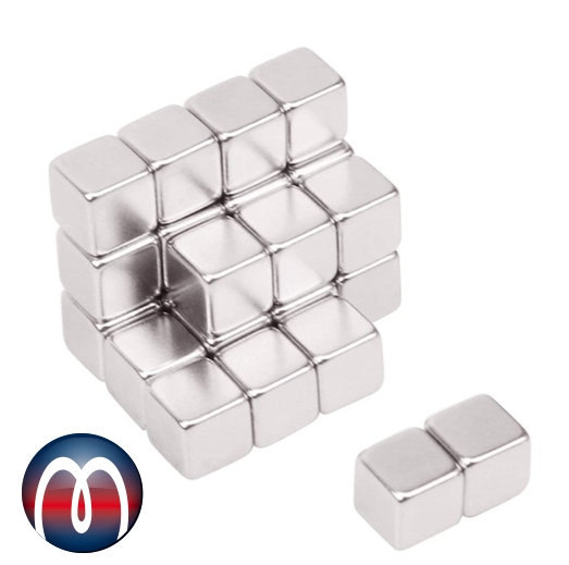 Neodym Magnete 10 x 10 x 10 mm NdFeB N42, Würfelmagnet Magnetwürfel, Nickel - hält 7,0 kg