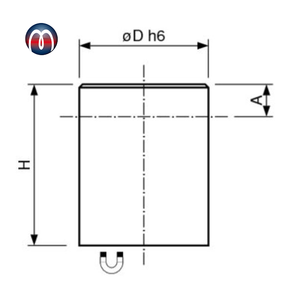 Neodimio Magnete cilindrico Ø 10 mm x 16 mm con base con tolleranza h6, alloggiamento in acciaio - tiene 2,4 kg
