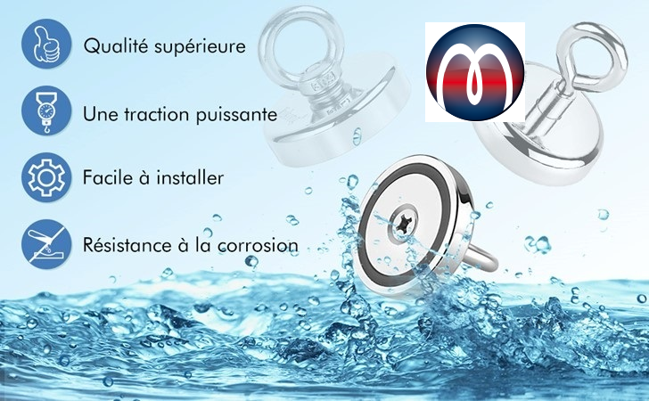 OCEUMAOA Aimant de Peche 70 kg Aimant Neodyme Super Puissant Gros Aimant  Avec Anneaux Facile à démonter Magnet 42mm 2 pièces : : Cuisine et  Maison