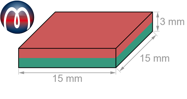 Neodym Quadermagnet 15 x 15 x 3 mm Magnet-Quader N45 Nickel - hält 3,4 kg