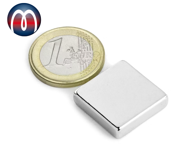 Neodym Quadermagnet 20 x 20 x 5 mm Magnet-Quader N45 Nickel - hält 6,0 kg