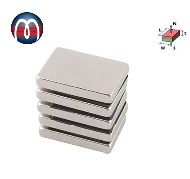 5 Calamite A Blocco In Neodimio N42 – 40x3x12mm, Forza 6 Kg, Rivestimento Nichel