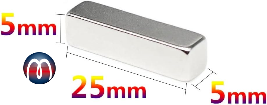 Neodym Quadermagnet 25 x 5 x 5 mm Magnet-Quader N42 Nickel - hält 4,0 kg
