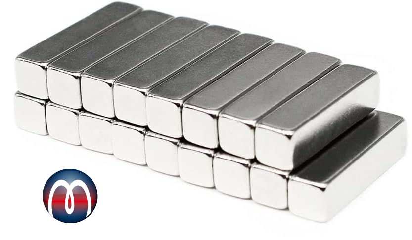 Neodym Quadermagnet 25 x 5 x 5 mm Magnet-Quader N42 Nickel - hält 4,0 kg