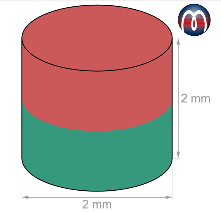 Disco magnético de neodimio Ø 2 mm, altezza 2 mm N45 (NdFeB) Nichel - tiene 250 g