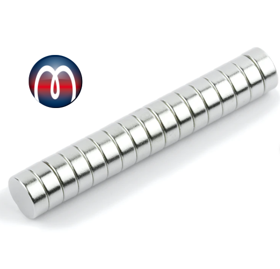 Scheibenmagnet Rundmagnet Ø 8 mm, Höhe 3 mm Neodym (NdFeB) N40 Nickel - hält 1,5 kg