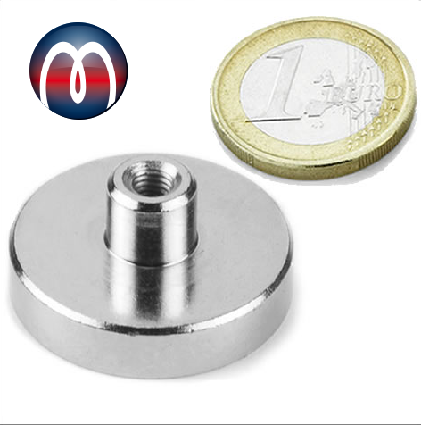 SmCo Flachgreifer Magnet Topfmagnet Ø 32,0 mm Gewindebuchse M5 - hält 22 kg