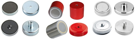 External Thread Neodymium, Pot Magnets, Neodymium Pot Magnets clamping magnet, cup magnet, external screw thread pot magnet, external thread pot magnet, holding magnet, magnetic assemblies, magnetic holder, magnetic lens, magnetic pot, magnetic round base, mounting magnet, NdFeB magnets in steelpot, NdFeB mounting magnet, neodymium pot magnet, pot magnet, pot magnets with threaded stem, rare earth pot magnet, round base magnets