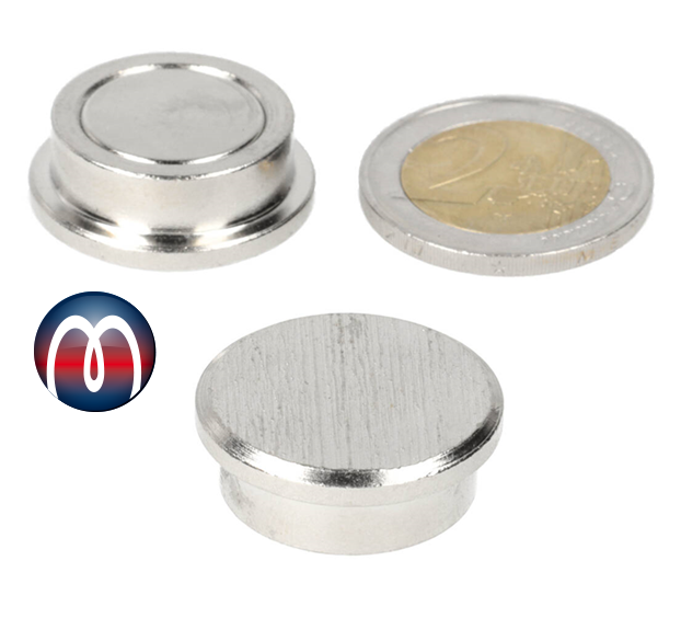 Magnete al neodimio in vaso d'acciaio Ø 25 x 9 mm, Magnete Memo Office forti - tiene 14 kg