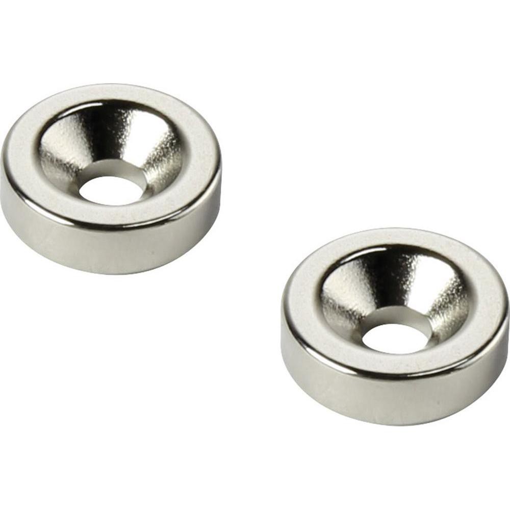 Ringmagnet mit Senkung Ø 15mm x Ø 4mm x 5mm N35 Nickel | Süd