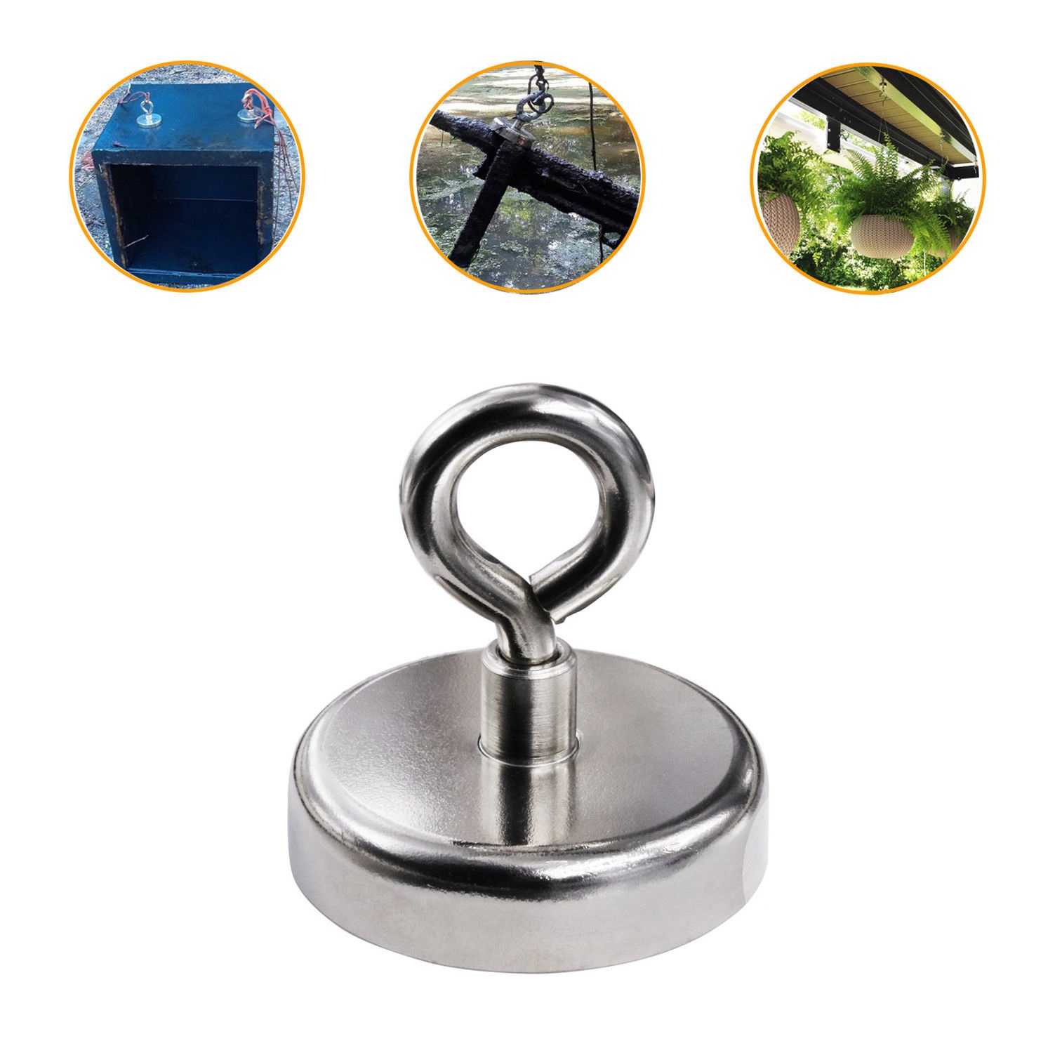 Angoter Forti 260lbs neodimio Magnete Rotondo Tirare Fiume Pesca D10 Eyebolt Magnetica 