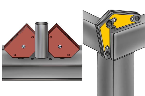 Akozon Posizionatore di saldatura triangolare 4 pezzi 9LB Localizzatore di saldatura angolare Saldatore per frecce ad angolo con magnete magnetico Strumento di supporto per saldatura