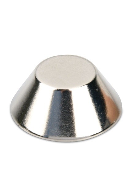neodymium cone magnets, rare earth magnetic cones NdFeB, magnets, neodymium, cone, conical, shape, shaped, tapered, concentrated, targeted, focus, field, 25mm, 13mm, glass, noticeboard, cone, neodymium, neodymium cone